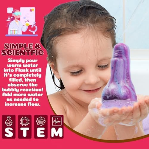Bath Bomb Potion Kids，6 Pack Non-Toxic Fizzy Bubble Bath Explosions of Vibrant Color Colorful，Fun Time Science Toddler