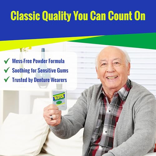 Klutch Denture Adhesive Powder – Zinc-Free Hold for Dentures – 1.75 oz