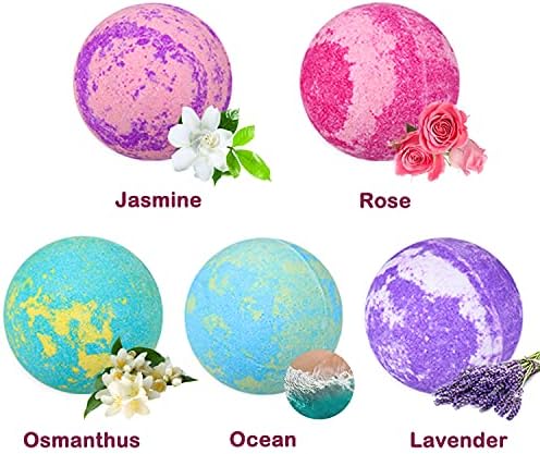 Bath Bombs Gift Set - 5 Large Fizzy Spa Bombs with 4 Scented Candles for Women - Moisturizing Bubble Bath with Essential Oils for Valentine's, Birthday Gifts