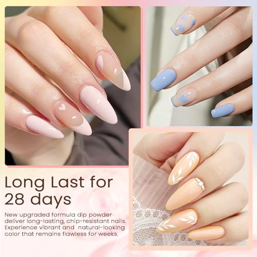 Lavender Violets Dip Powder Nail Kit: 48 Colors Pink Green Blue Orange Yellow with Dip Powder Liquid Set and Essential Manicure Tools for Home Salon Manicure G905