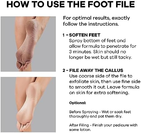 Dermasuri Callus Remover Foot Scrub - Exfoliating Feet Spray-on Formula and Reusable Deluxe Sole File - Dead Skin Remover, Callus Rasp, Scrubber, Peel & Soften Cracked Heels - Deluxe Pedicure Spa Kit