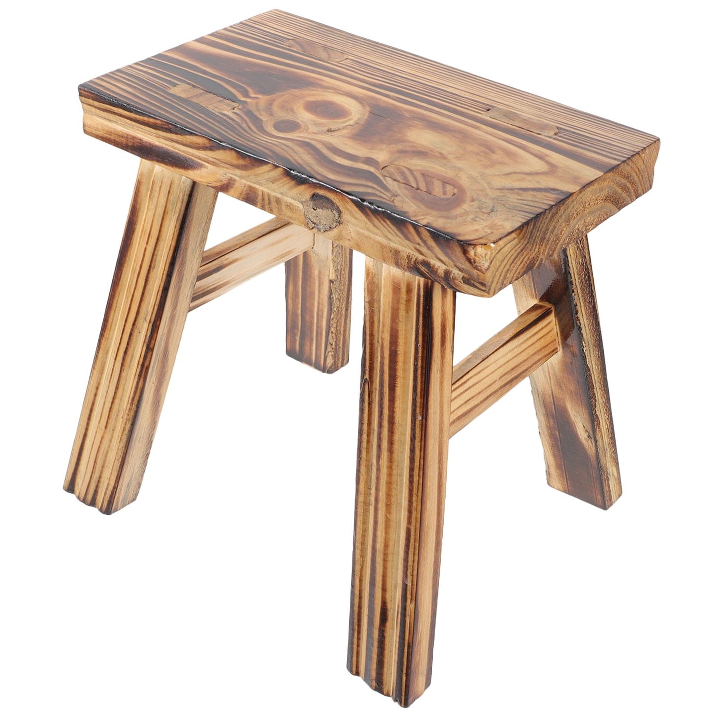 PTOOTP Comfortable Kids Low Stool Light Brown Wood Material Portable and 12.5 Inches High