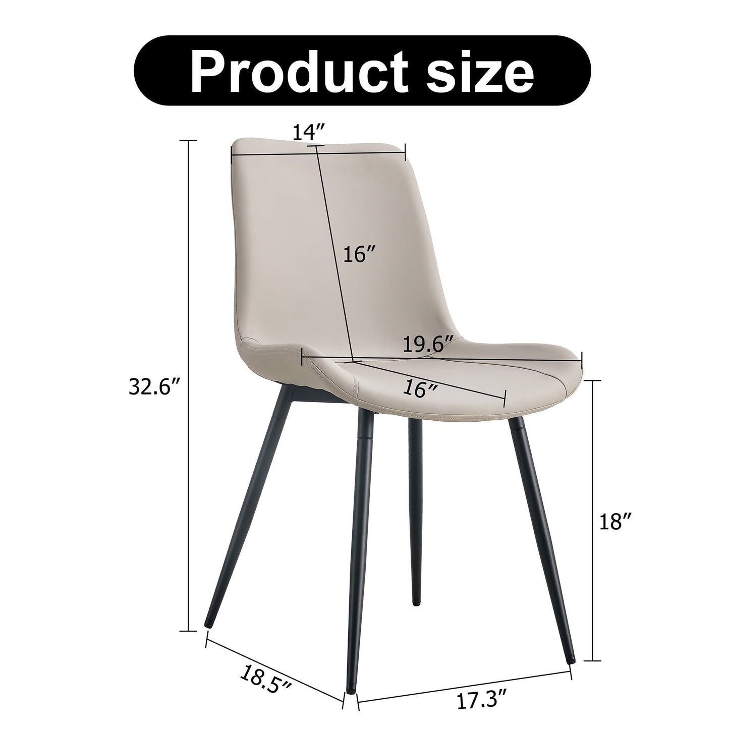 NYEESS Dining Chairs Set of 6, Faux Leather Upholstered Chairs with Black Metal Legs for Kitchen, Living Room, and Patio