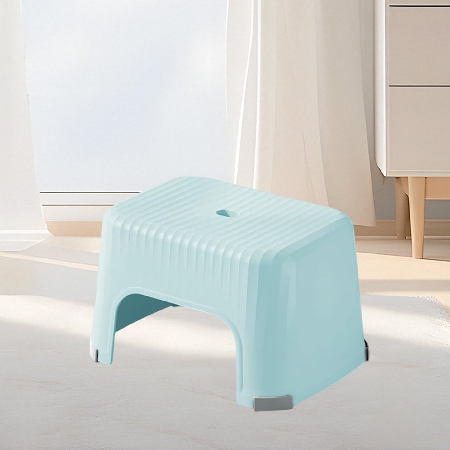 VANLOFE Plastic Step Stool for Adults - Non-Slip Bath Stool, Lightweight Small Stool for Bathroom, Shower, Beach, Camping, Step Stool for Bathroom Sink, 12.5x7.87x7.87in