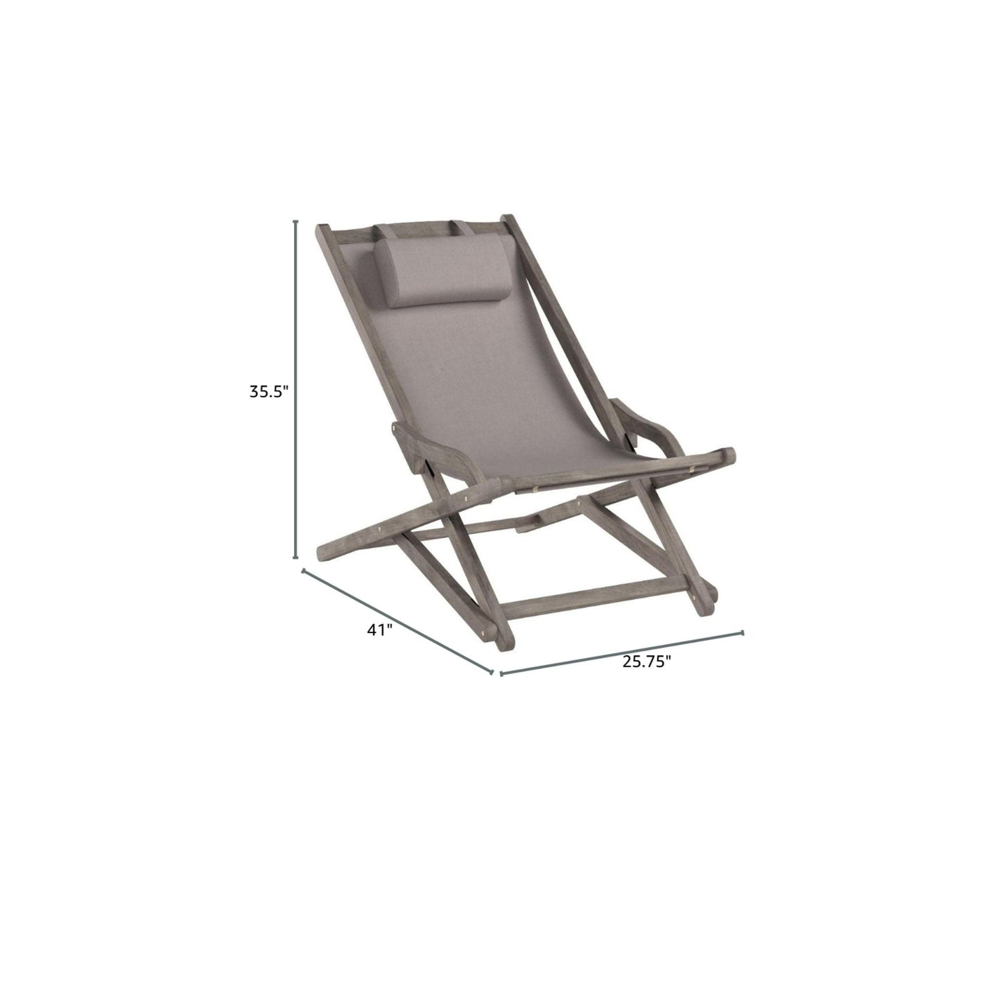 Shihatsusr 2-Pack Beach Sling Chairs - Portable Polyester Lounge Chairs with Pillow (Grey)