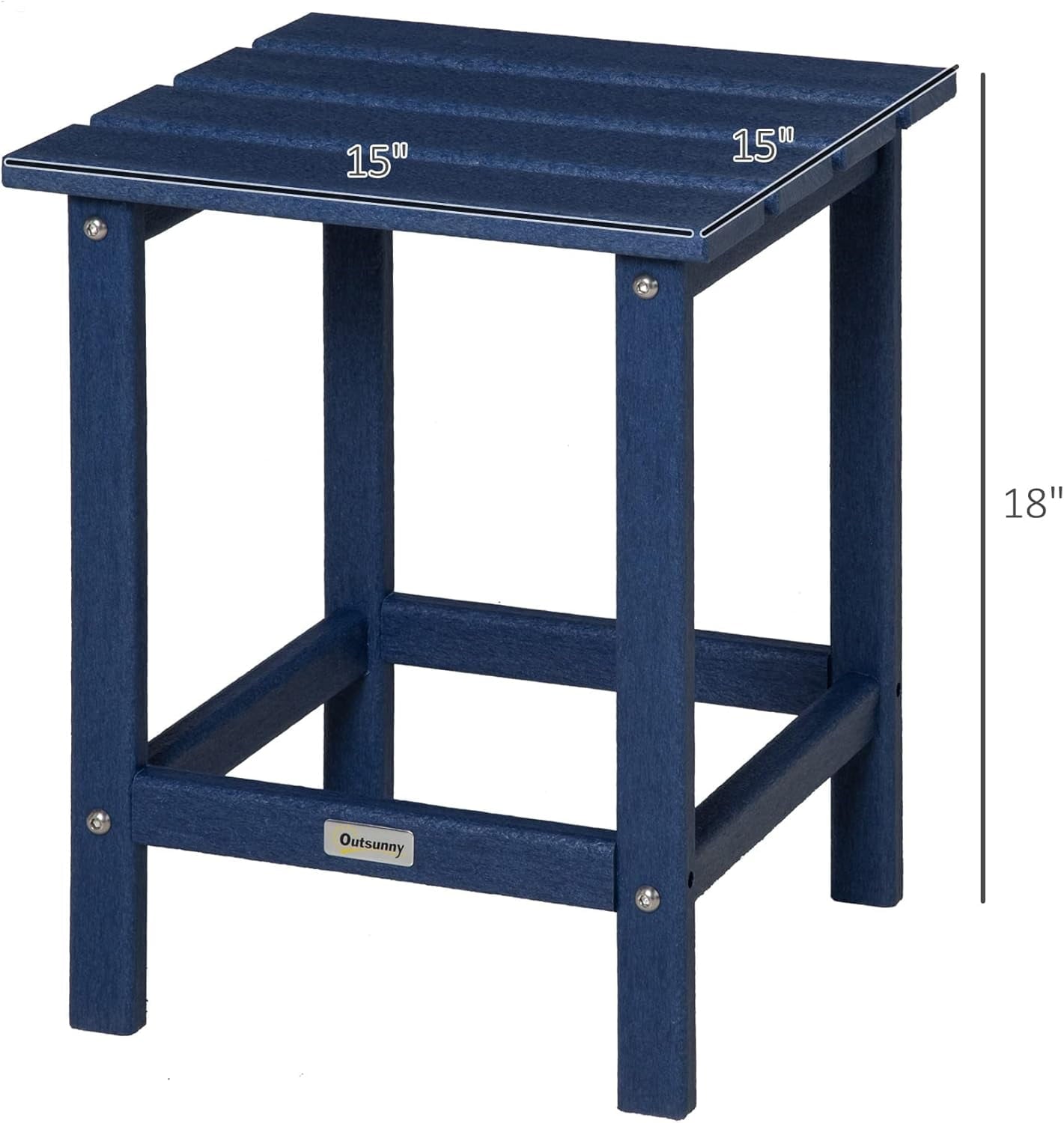 THTGCD Patio Side Table, 15" Square Outdoor End Table, HDPE Plastic Tea Table for Chair, Backyard or Lawn, Blue