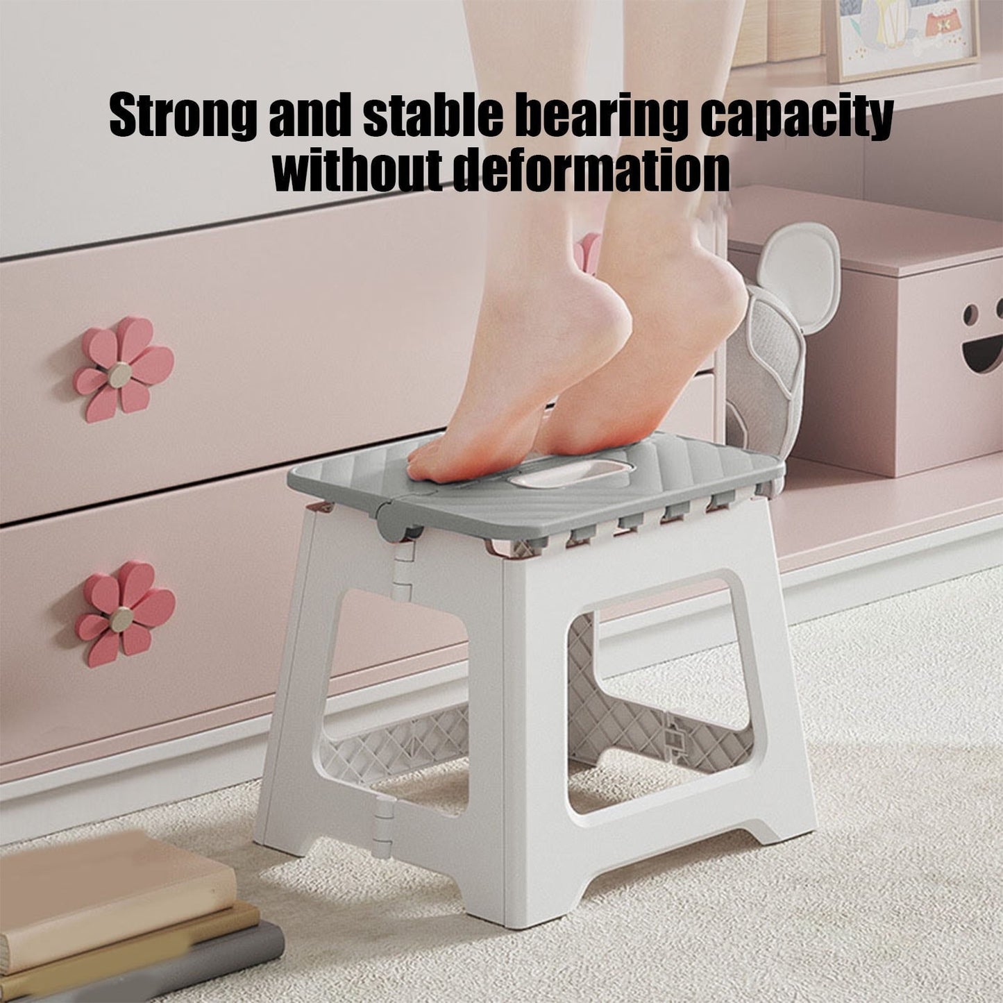 VANLOFE Foldable Step Stool for Adults, Portable Plastic Small Step Stool – Lightweight Compact Small Stool for Camping, Outdoor, Home, Low Stool with Non-Slip Base, Supports 250lbs, Easy Storage