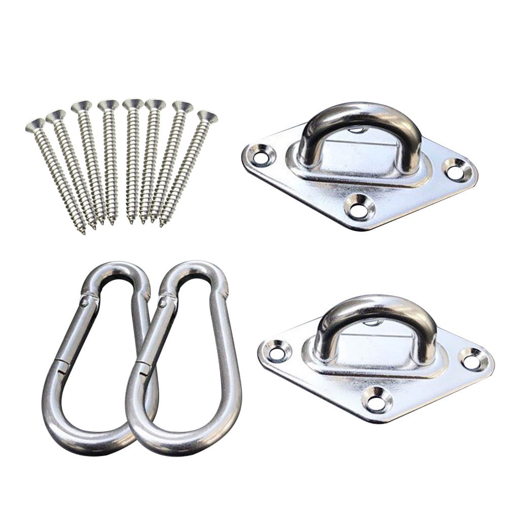 Xiying Stainless Steel Hammock Hanging Kit 2 Rhombus Pads & 2 Spring Snap Hooks Includes 8 Screws For Bracket Durable 304 Stainless Steel Pack Of 1 ,Multicolor 10X10X5Cm