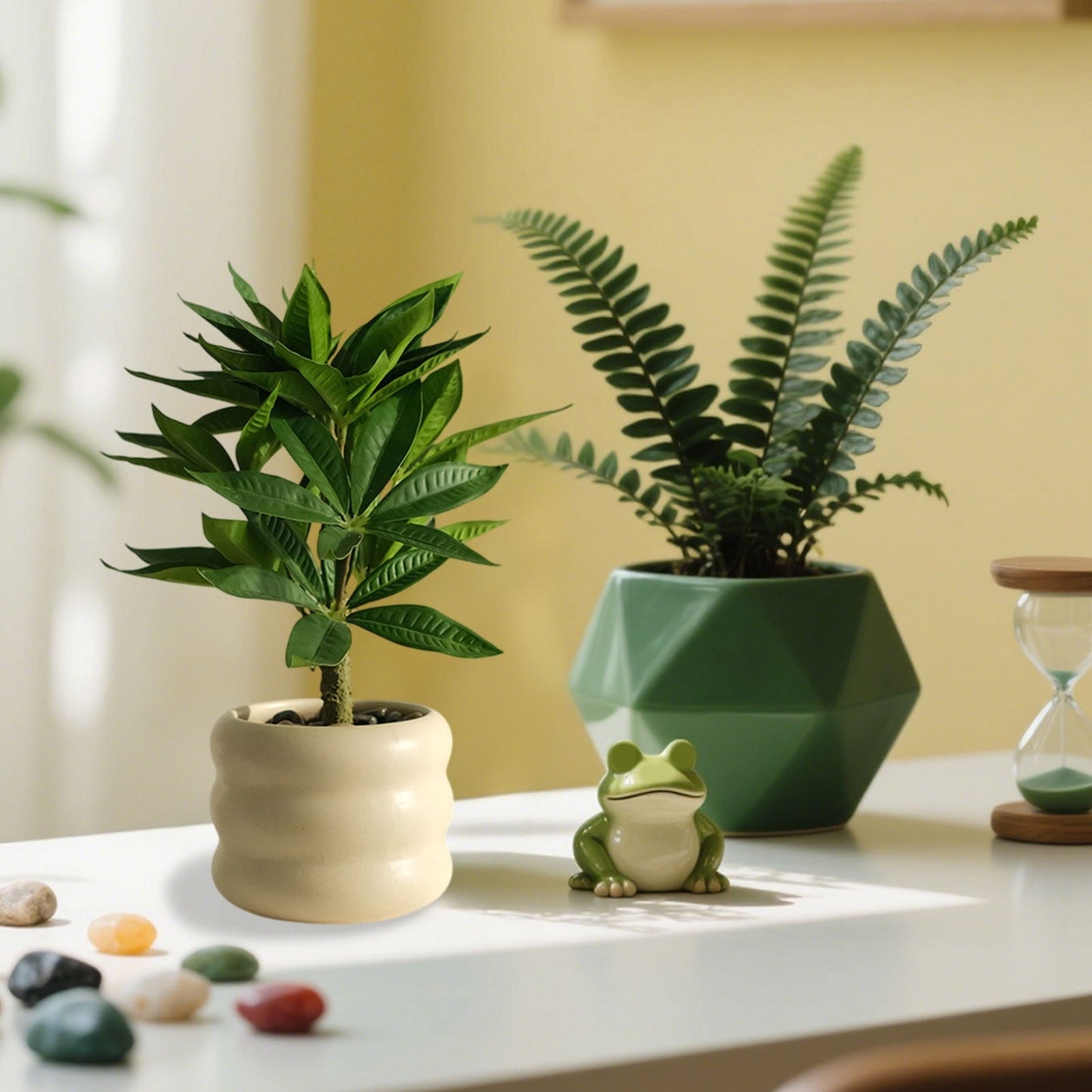 Wzzjkit Small Fake Plants Potted Artificial Plants Indoor for Shelf Desk Home Bathroom Living Room Coffee Table Decor, Outdoor Faux Plants