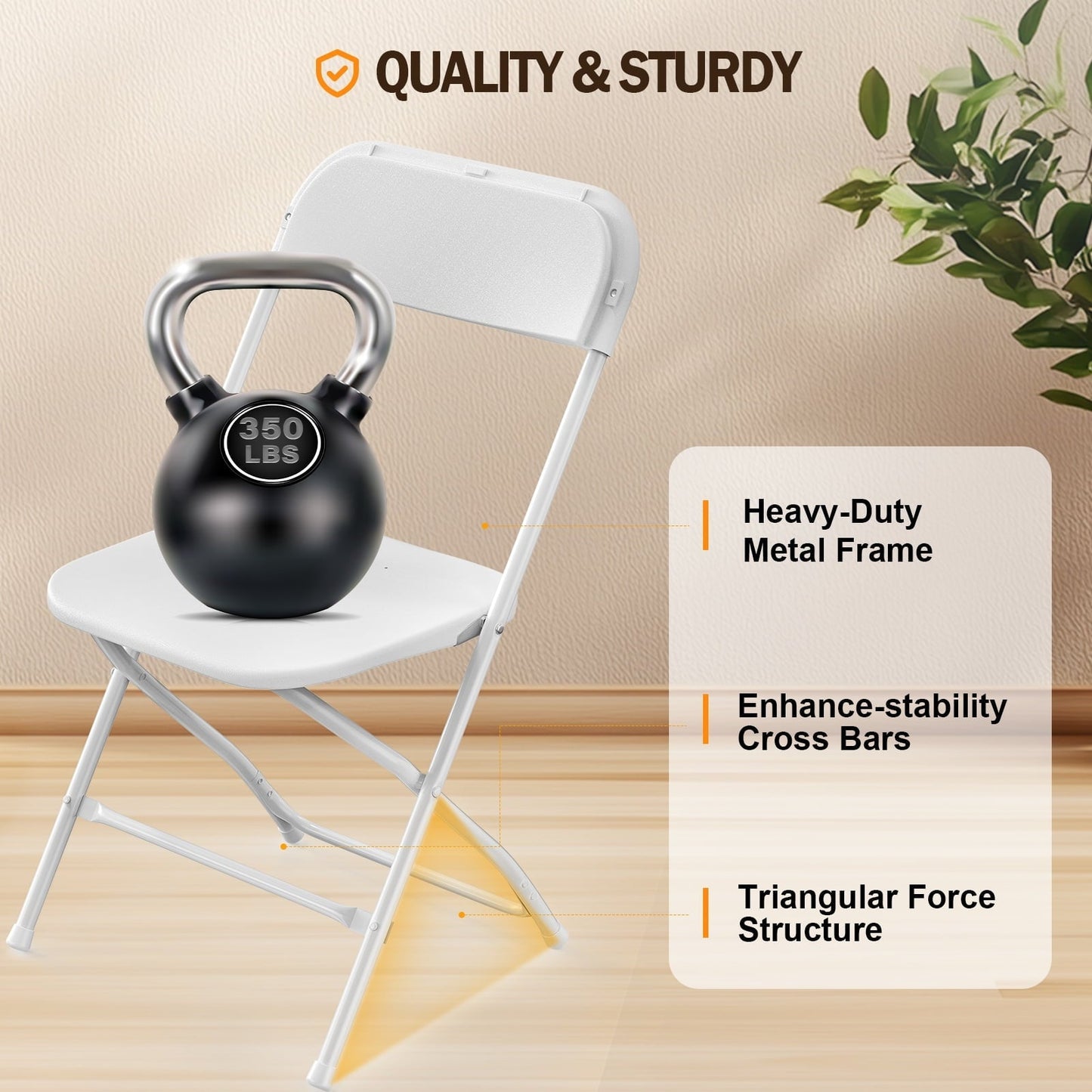 Matladin 10-Pack Folding Chairs, Heavy-Duty, Stackable Seating for Any Occasion, 350lb Capacity, White