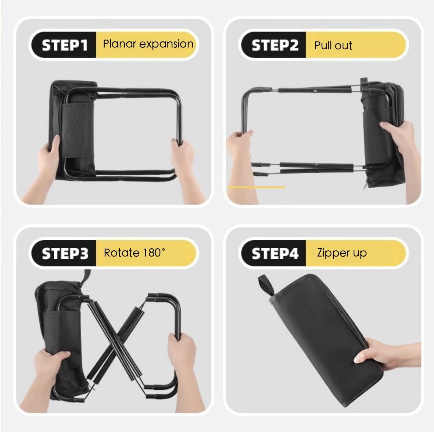 MDHAND Portable Folding Stool with Carry Bag, Camping Stool, Ultralight Folding Chair for Travel, Fishing, Picnic, BBQ (Black)