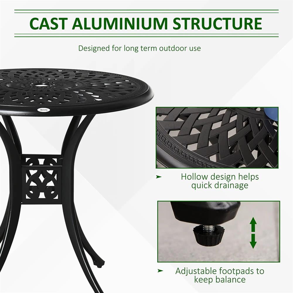 Aimee Lii 30" Round Patio Dining Table with Umbrella Hole, Antique Cast Aluminum Outdoor Bistro Table Only, Outdoor Furniture for Outdoor Patio Garden Backyard, Black