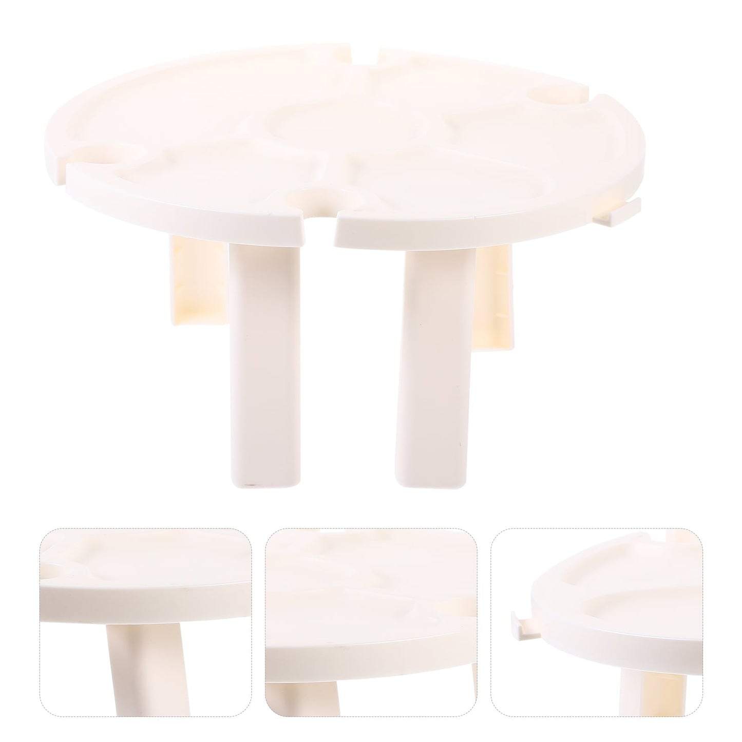 TAILTOSS 1Set Portable Folding Table for Outdoor Picnic with Compact Design White Plastic 11.8X11.8X11.8in