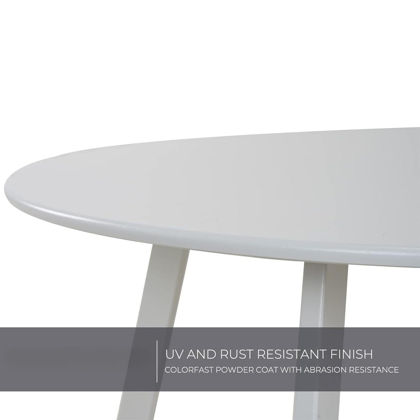 Compact Round Coffee Table - Modern 3-Leg Design with Black Rubber Feet, Perfect for Small Spaces - White