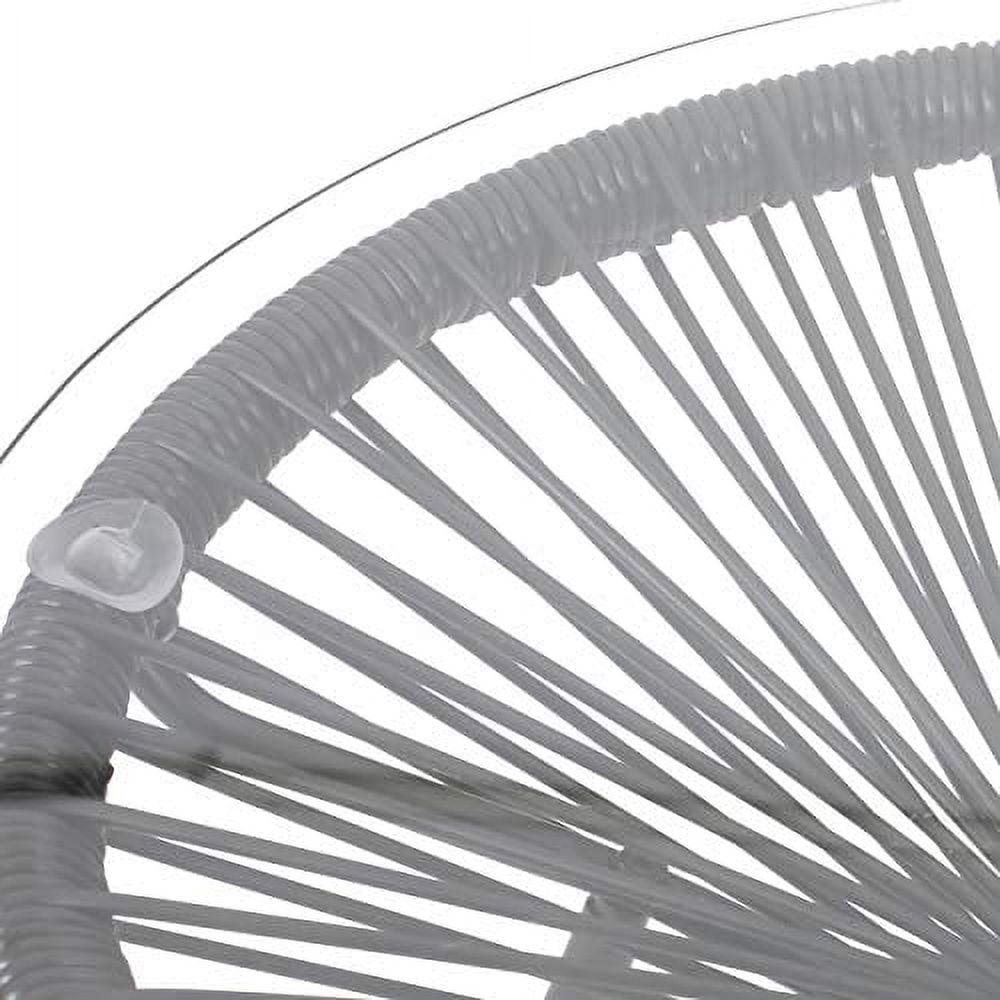 Great Deal Furniture Christina Outdoor Modern Faux Rattan Side Table with Tempered Glass Top, Black