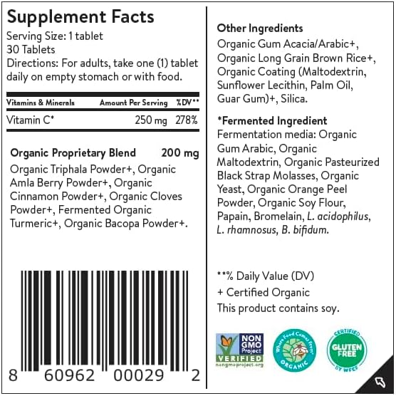 Movita Fermented Vitamin C 250mg – Immunity Booster, Antioxidant Protection, Aids Collagen Synthesis & Iron Absorption – Organic, Vegan, Gluten-Free, Non-GMO – 30-Day Supply (Eco-Friendly Pouch)