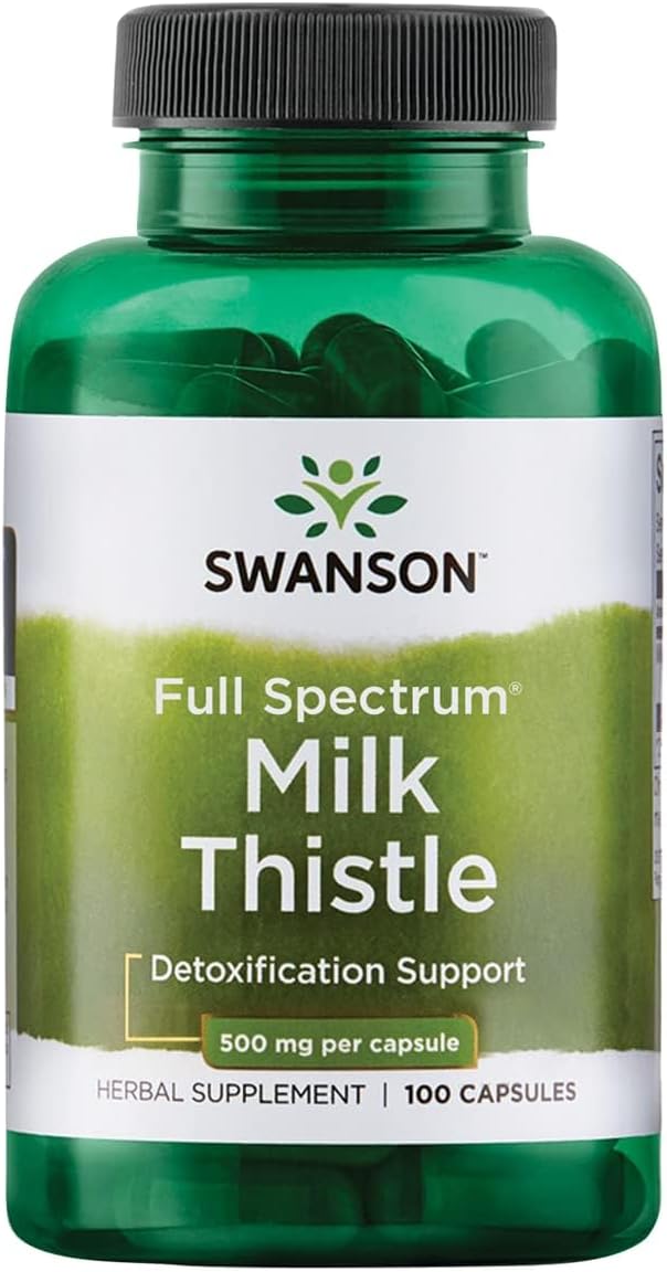 Swanson Milk Thistle-Herbal Liver Support Supplement-Natural Formula Helping to Maintain Overall Health & Wellbeing-(100 Capsules, 500mg Each)