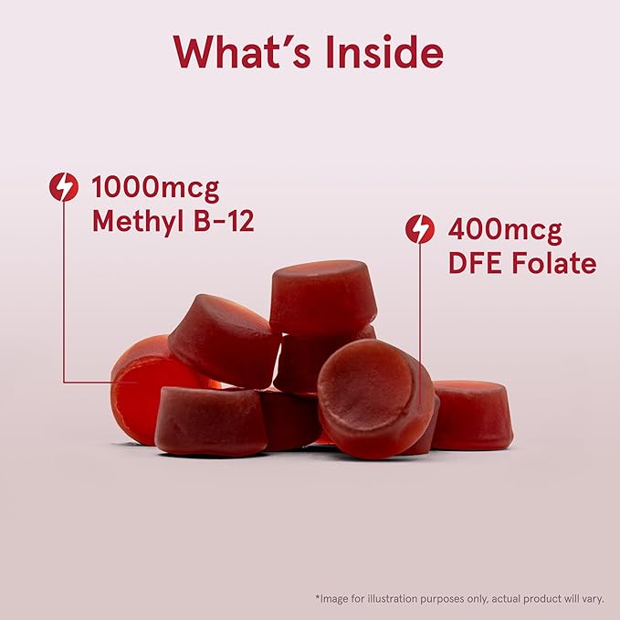 Jarrow Formulas® Methyl B12 and Folic Acid Energy, Dietary Supplement, B12 Gummies for Adults, 60 Gummies, 30 Day Supply