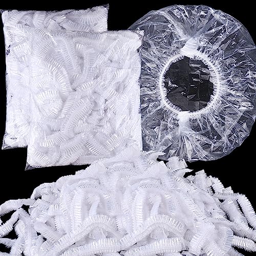Shower Caps, 200PCS Large Thick Disposable Shower Caps, Bowl Covers, Clear Plastic Wrap for Women, Bath Caps for Hair Treatment