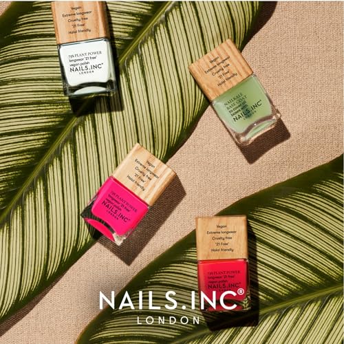 Nails Inc Plant Power, NailKale, Kale Extract, Base Coat, Glossy, No Chip, Long Lasting, Quick Dry, Air Dry, Professional Manicures & Pedicures, Fingernails & Toenails, Vegan Nail Polish, 0.47 Fl Oz