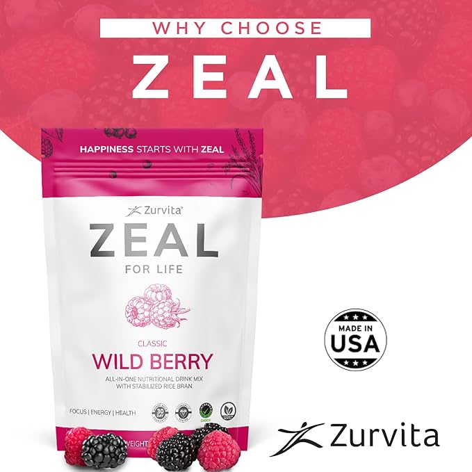 Zurvita - Zeal for Life 30-Day Wellness Bag - Wild Berry (Classic) - Nutritional Supplement for Vitality, Immunity, and Wellness - 420 Grams