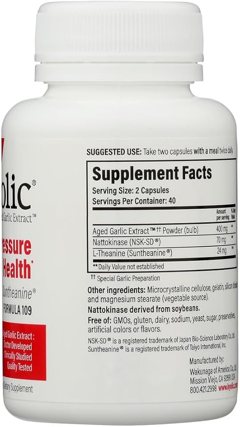 Kyolic Aged Garlic Extract Blood Pressure Health Formula 109-80 Capsules