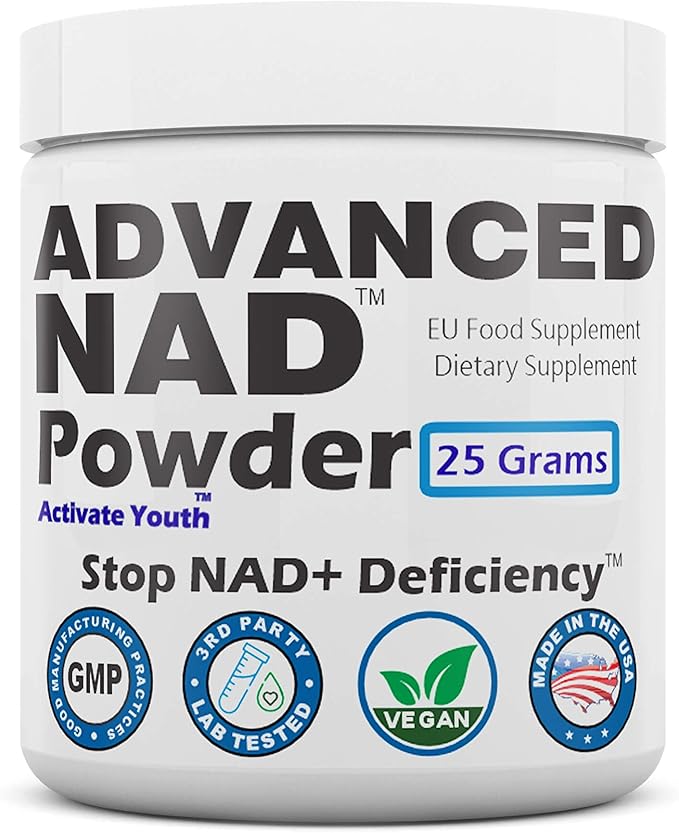 Advanced NAD Powder - Dietary Supplement, 147 Servings, Unisex, Vitamin B3 (NAD), 25 Grams