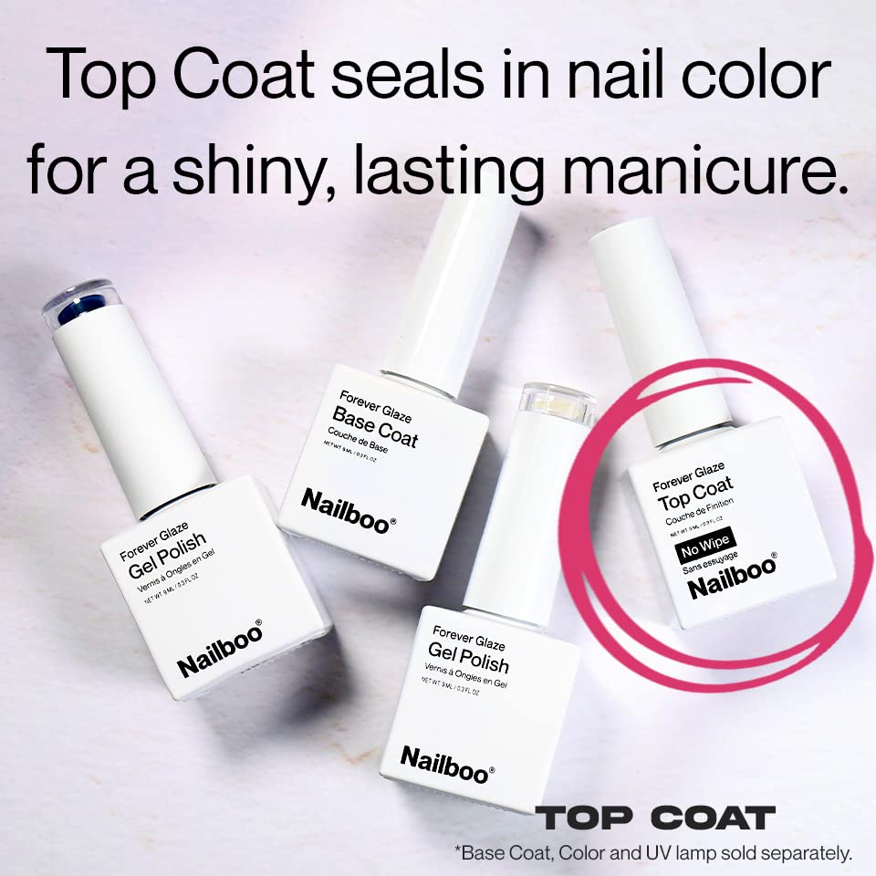Nailboo Premier Forever Glaze Gel Nail Polish, Clear Top Coat LED Lamp Gel Polish, Self-Leveling DIY, Salon Quality Nail Color, Glossy Long-Wear, 0.3 oz