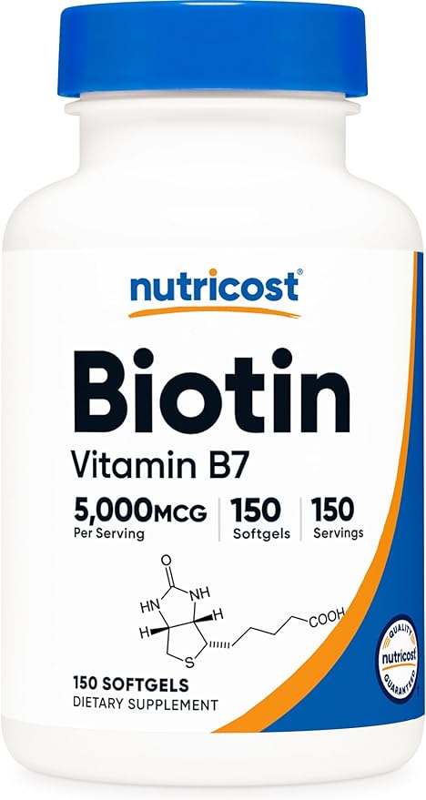 Nutricost Biotin (5,000mcg) 150 Softgels - Vitamin B7 - Gluten Free, Non-GMO