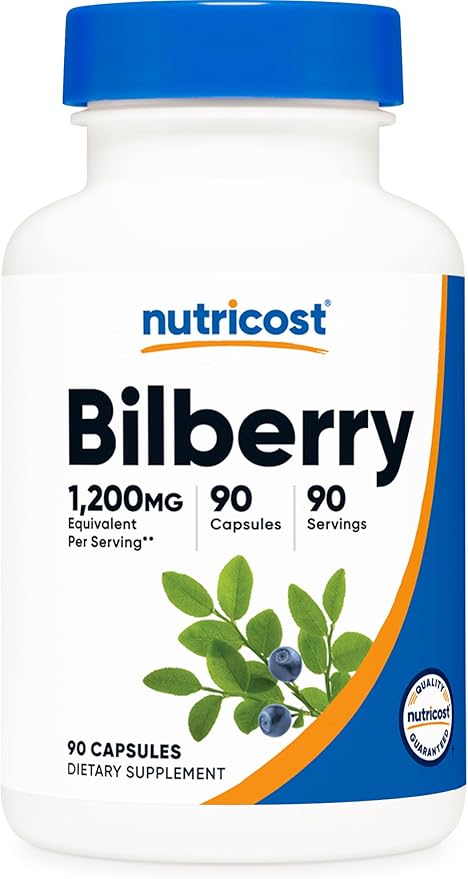 Nutricost Bilberry Capsules 1200mg Equivalent (90 Vegetarian Capsules) - Gluten Free and Non-GMO