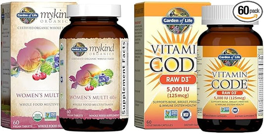 Garden of Life Organics Vitamins for Women 40+ - 60 Tablets & Vitamin D