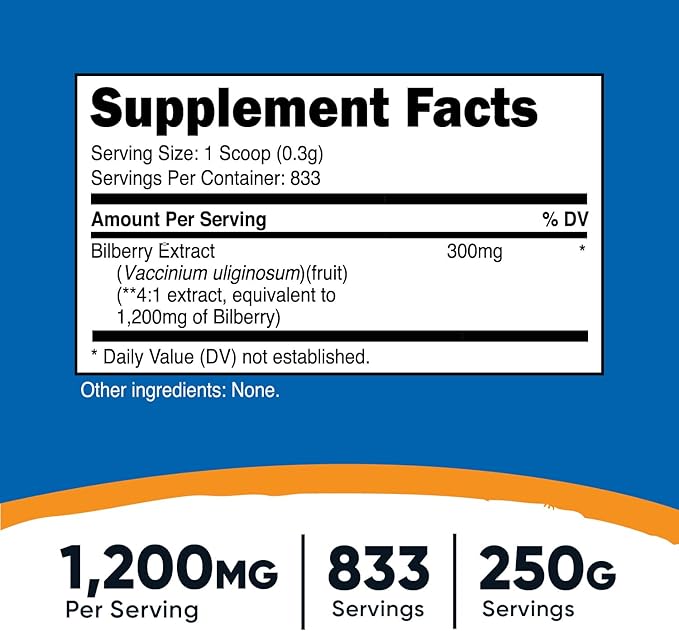 Nutricost Bilberry Powder 250 Grams - Gluten Free and Non-GMO