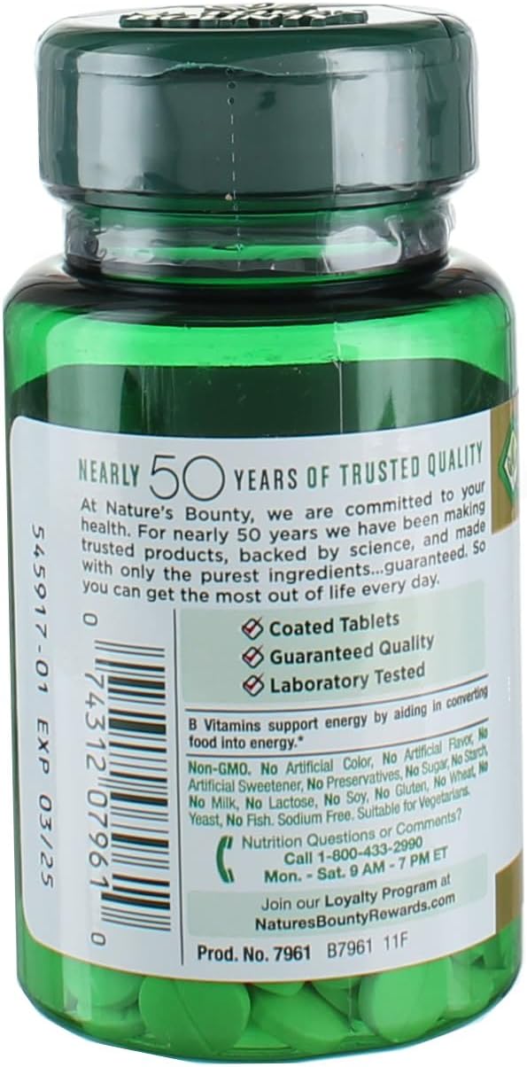 Nature's Bounty Energy Health Biotin Coated Tablets, 1000 mcg, 100 Ct (1 Pack)