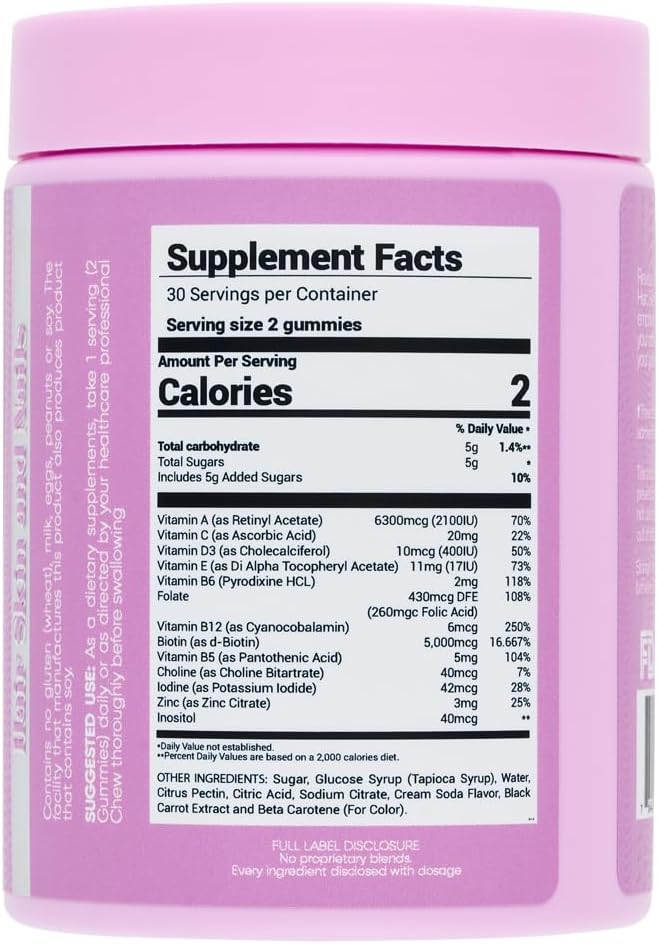 ZIVA Beauty from Within Gummies – Skin & Nail Support Supplement for Women – Daily Gummy Vitamins for Natural Beauty – 60 Servings