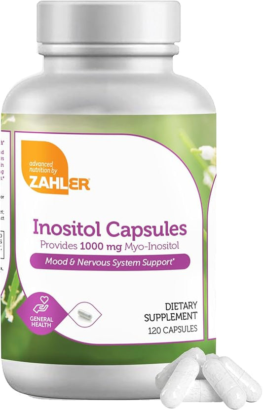 Zahler Inositol Supplement Capsules 1000mg - Mood & Nervous System Support Supplements for Women - Hormone Balance & Healthy Ovarian Function - Kosher, Gluten Free, Dairy Free - 120 Count