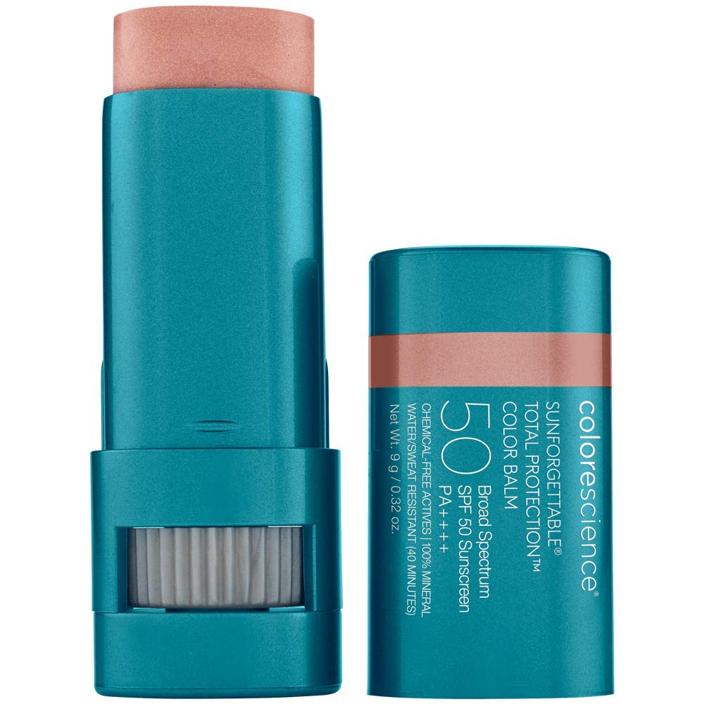 Colorescience Sunforgettable Total Protection Color Balm SPF 50, Mineral, Broad Spectrum, Buildable Lip & Cheek Color, Blush, 0.