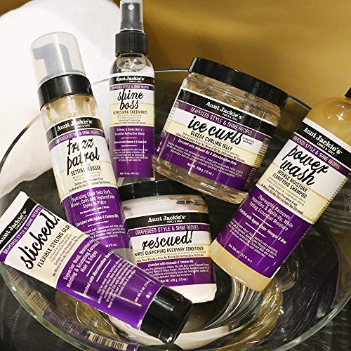 Aunt Jackie's Grapeseed Style and Shine Recipes Rescued Thirst Quenching Hair Recovery Conditioner Repair Treatment, Seals in Moisture, 18 oz