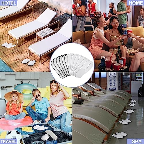 Ramede 80 Pairs Non Slip Disposable Slippers Bulk Hotel Spa Fluffy Closed Toe Indoor Slippers for Guests Men Women Home Wedding Travel Party