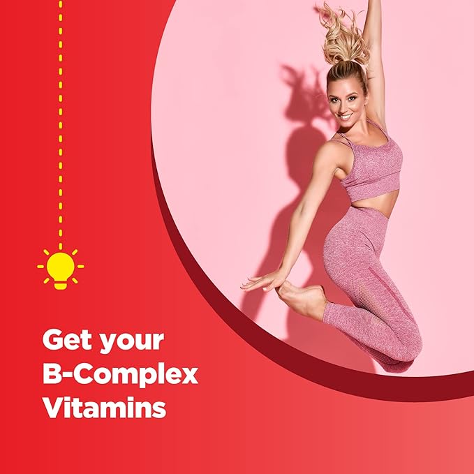 Vitamin B Complex Gummies for Adults & Kids - B Vitamins Complex with Thiamin, Riboflavin, Niacin, 6, 12 and Folate - Blend Supplement for Nervous System Support, Energy & High Strength - 60 Gummies