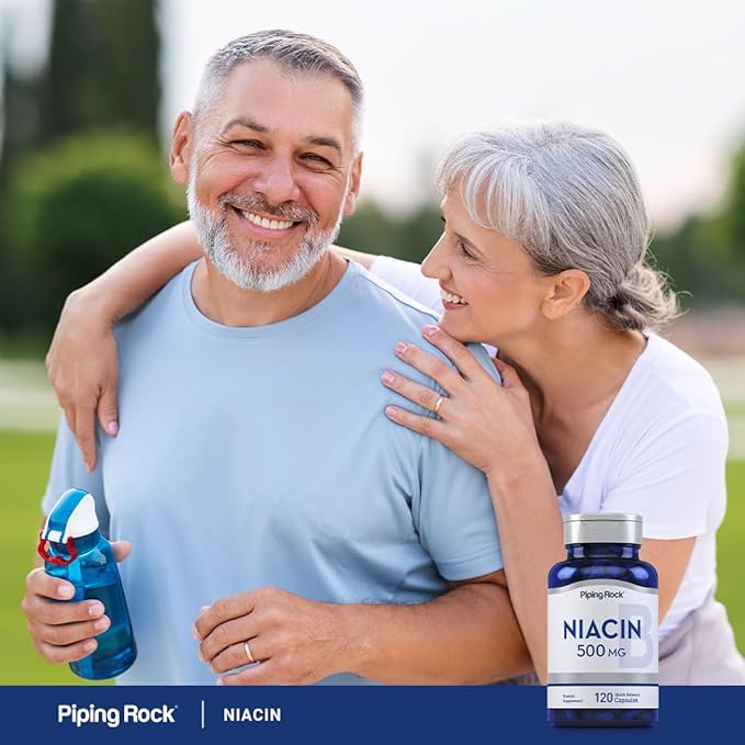 Piping Rock Niacin Flush 500mg | 120 Capsules | Non-GMO and Gluten Free Supplement