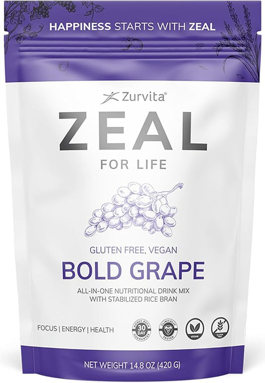 Zurvita - Zeal for Life - Bold Grape Flavor - Daily Nutritional Supplement for Vitality, Immunity, & Overall Wellness - 30-Day Wellness Bag, 420 Grams