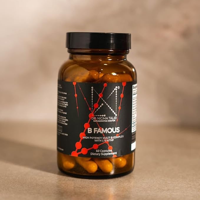 B Famous High Potency Multi B Vitamin Complex with L-5-MTHF for Nervous System and Digestive Health and Glowing Skin - 60 Capsules