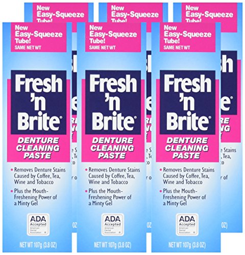 Fresh 'n Brite Denture Cleaning Paste For Dentures, Removable Partial Dentures, Retainers, Mouthguards, Nightguards, Fast Stain Removal, pack of 3, 3.8 oz Tubes