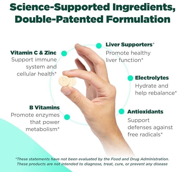 The Anytime You Drink Vitamin, Liver Health & Immunity Support with Electrolytes, Milk Thistle, and Vitamins B & C - 40 Chewable Tablets (20 Servings), Vegan, Tangerine