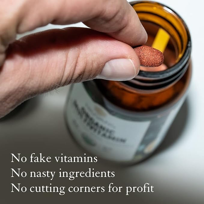 Truvani Daily Organic Multivitamin Supplement - Vegan, Non GMO Tablets with Iron & Biotin - Dairy, Soy, & Gluten Free - 30 Day Supply (90 Tablets)