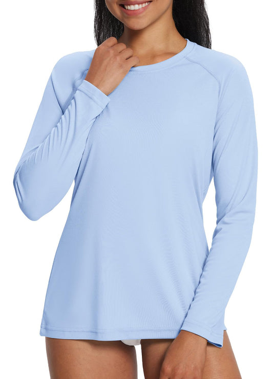 BALEAF Women's Rash Guard Long Sleeve UPF 50+ Swim Shirts SPF Swimsuit UV Protection Quick Dry Lightweight Surfing Diving Fishing T-Shirt Graystone Size XS