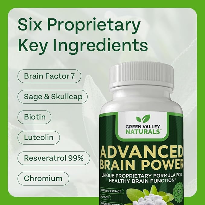 Advanced Brain Power - Supports Healthy, Normal Brain Function, Focus and Concentration, clinically formulated to Support Healthy Brain Clarity. (1 Bottle, 60, Count)