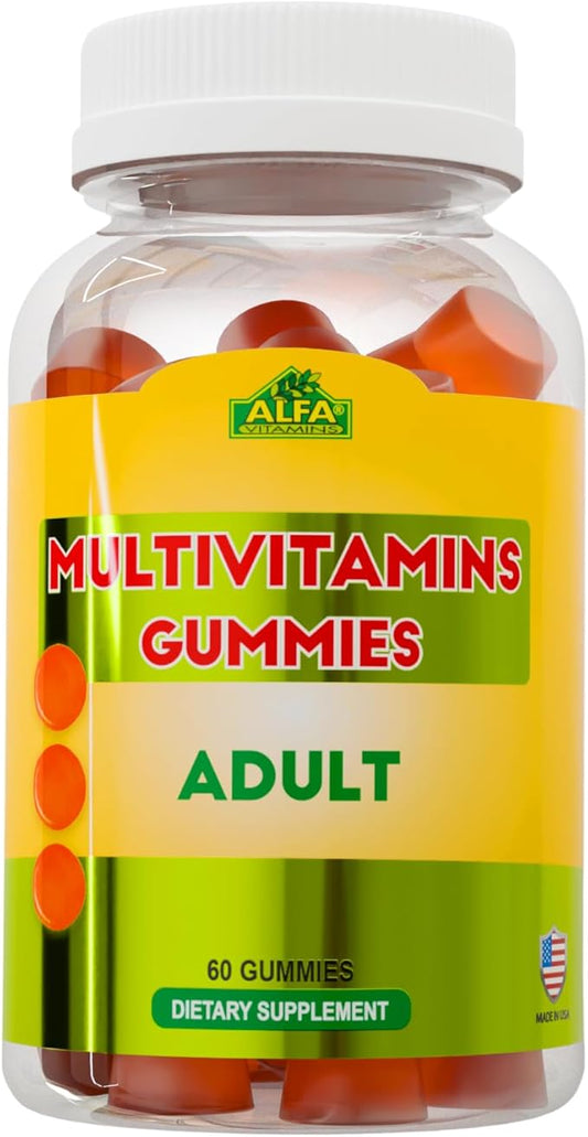 ALFA VITAMINS MultiVitamins for Adults Supports Cellular Energy Production - Essential Daily Vitamins & Minerals - Immune System Booster - Natural Orange Flavor (60 Gummies)