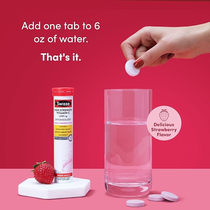 Swisse Effervescent Vitamin C 1000mg Dissolvable Vitamin C Powder Tablets | Immune Support Supplement and Antioxidant | VIT C Supports Immunity Health * | Ascorbic Acid Vitamin C Drink | 60 Tablets