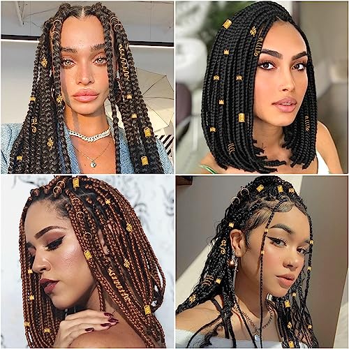 80 Pcs Natural Crystal Stone Dreadlock Accessories, Jollidecor Hair Jewelry for Braids Hair Spirals Gems Charms Adjust Gold Loc Jewelry for Hair Cuffs for Adult Women Braids Hairstyle Decoration